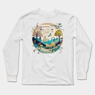 a nature-inspired t-shirt design featuring serene landscapes and wildlife. Utilize a soft color palette and intricate details to capture the beauty of the outdoors, tipseason Long Sleeve T-Shirt